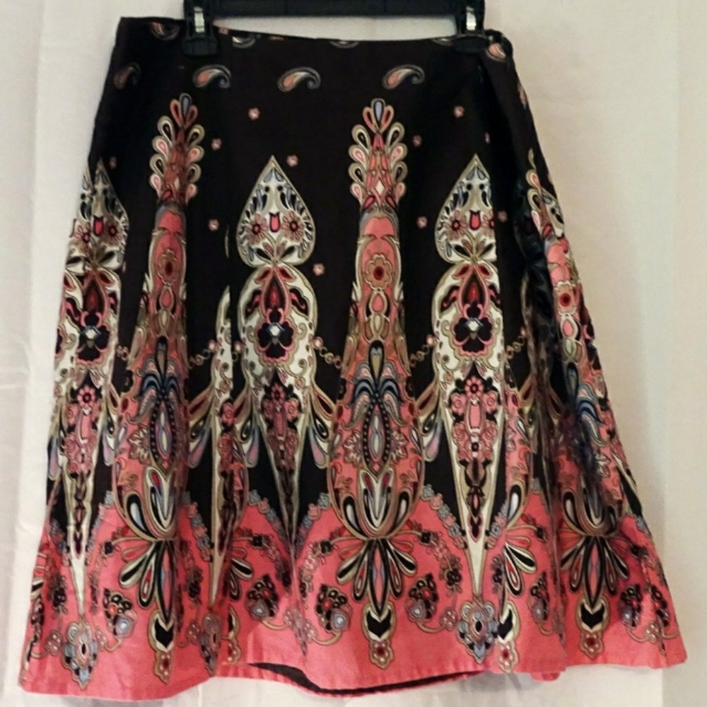 LANE BRYANT Funky Coral Pink & Brown skirt
